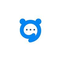 bubble chat panda hear blue color logo editable and color be change vector