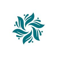 flower in leaf abstract circular logo vector