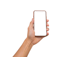 A Caucasian Person Holding Smartphone with Brown Frame in Foreground Transparent Background, Generated with AI png