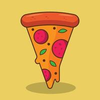 A slice of pizza with pepperoni and cheese vector