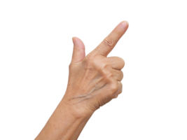 Close Up of Aged Hand Gesturing with Extended Index Finger Transparent Background, Generated with AI png