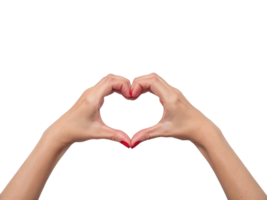 Heart Shape Hand Gesture with Red Nail Polish, Symbolizing Love Transparent Background, Generated with AI png
