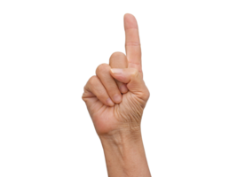 Wrinkled Hand Pointing with Index Finger, Elderly Gesture Transparent Background, Generated with AI png