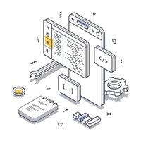 Web development tools and elements for an infographic on digital design processes vector