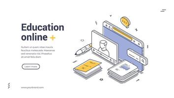 Modern education online learning web banner template vector