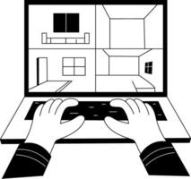 Digital property illustration in glyph style vector