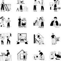 Set of Glyph Style Home Dealing And Shifting Illustrations vector