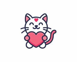 Cute baby cat icon design for Valentine's Day vector