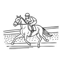 A jockey guiding a racehorse at full speed, leaning forward as they approach the finish line. vector