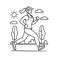 A jogger stretching before a morning run in the park as a water bottle rests nearby vector