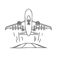 A jumbo jet taking off from the runway, gradually climbing into the sky vector