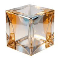 Gradient Metallic Cube with Iridescent Reflections on Transparent Background png