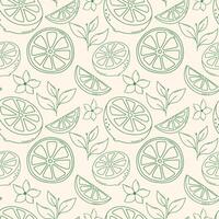 Seamless Pattern with outline lemons. Hand drawn outline lemon pattern design with lemon flowers, leaves, half cut lemons and lemon slices for fabrics, wallpaper vector