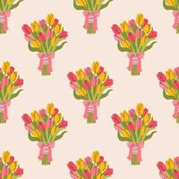 Cute pastel tulip flower element. Abstract cartoon seamless pattern. Texture for card, fabric, wrapping, textile, wallpaper, background, paper gif, scarf, phone case vector
