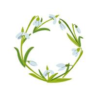 Cute wreath with flowers . circle frame for your text on white background. Mother's day greeting card with beautiful blossom flowers vector