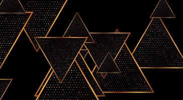 Black and golden triangles abstract tech background vector