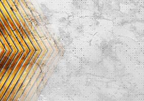 Grey dotted grunge abstract background with golden arrows vector