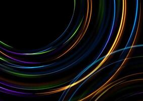 Colorful neon laser circles abstract background vector
