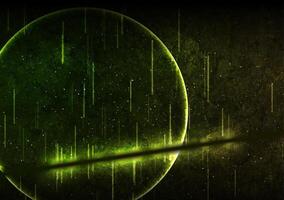 Green neon laser circle and lines technology grunge background vector