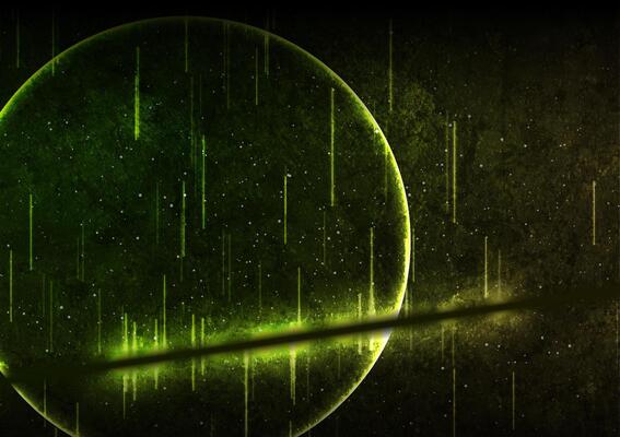 Green neon laser circle and lines technology grunge background