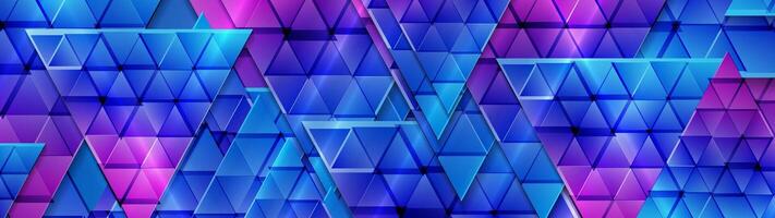 Blue purple glossy triangles abstract technology background vector
