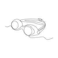 Simple hand-drawn swimming goggles line art isolated on white background. vector