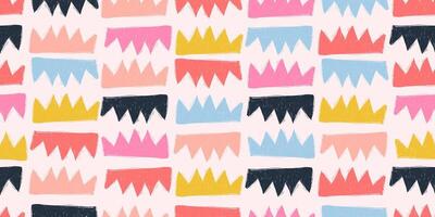 Cute Seamless Pattern with Colorful Doodle Abstract Shapes in Grunge Style. Retro geometric wallpaper. Pencil naive cartoon drawings with hand drawn texture, modern background with freehand design vector