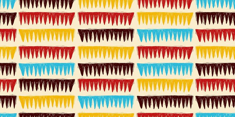Retro Seamless Pattern with Colorful Doodle Abstract Shapes in Grunge Style. Geometric wallpaper. Pencil naive cartoon drawings with hand drawn texture, modern background with freehand design