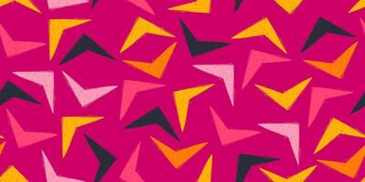 Seamless Pattern with Colorful Triangle Shapes. Retro geometric wallpaper. Pencil naive cartoon drawings with hand drawn texture, modern background with freehand design vector