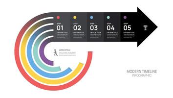 Infographics arrow timeline business 5 steps to success template. illustration. vector