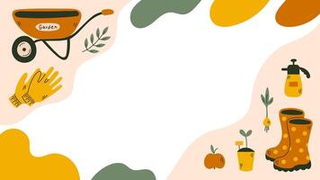 Gardening Tools Horizontal Background vector