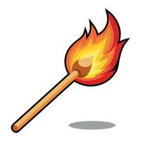 A Match Stick With Fire Floating On White Background Illustration Design vector