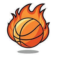 A Basketball Ball With Fire Floating On White Background Illustration Design vector