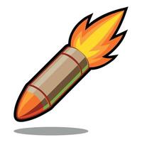A Gun Bullet With Fire Floating On White Background Illustration Design vector