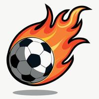 A Soccer Ball With Fire Floating On White Background Illustration Design vector