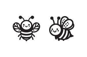 Simple Bee Icon in Monochrome Style vector