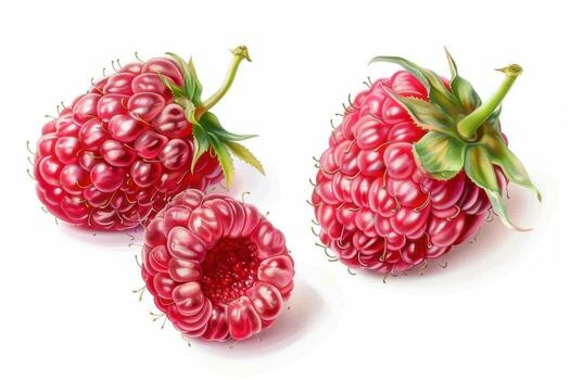 Raspberry fruit on white background photo