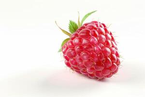 A raspberry is shown on a white background photo