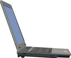 A laptop computer with a blue screen on it vector