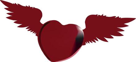 A red heart with wings on it vector