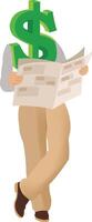 Man reading newspaper with dollar sign vector