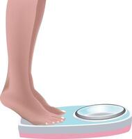 A woman standing on a scale with her feet on it vector