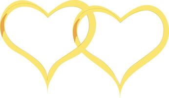 Two hearts made of gold on a white background vector