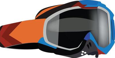 An orange and blue goggles with a black and white design vector
