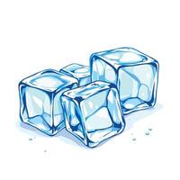 Melting ice cubes creating refreshing coldness on white background vector
