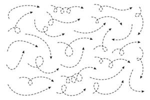 Curved dotted arrow, zigzag arrow with dotted lines. vector