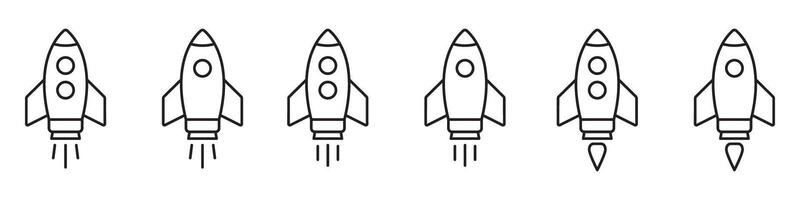 Rocket line icon. Flying rocket outline icon. vector