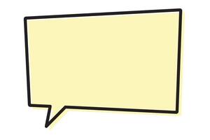 Rectangular shape speech bubble with yellow background. Rectangular text frame in line style. vector