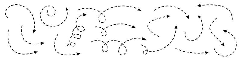Curved dotted arrow. Set of zigzag arrow with dotted lines. vector