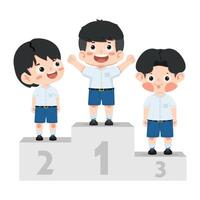 Cartoon men stand on the podium vector